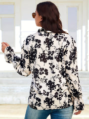  Floral Print Flounce Sleeve Shirt