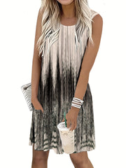 Sleeveless Mini Dress Crew Neck Casual Dress Women's Clothing