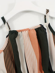 Striped Belted Cami Rompers For Girls