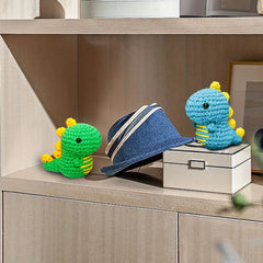 Crochet Kit for Beginners - 2 Dinos Easy Yarn Knitting Set with Video Tutorials