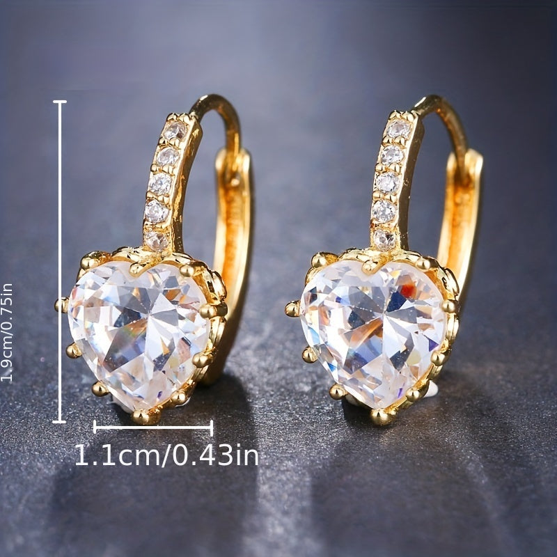 EMMAYA Golden Double Head Earrings CZ Rhinestone Jewelry