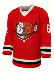 Men's Dog Print Long Sleeve Ice Hockey Jersey 69 Classic Embroidery