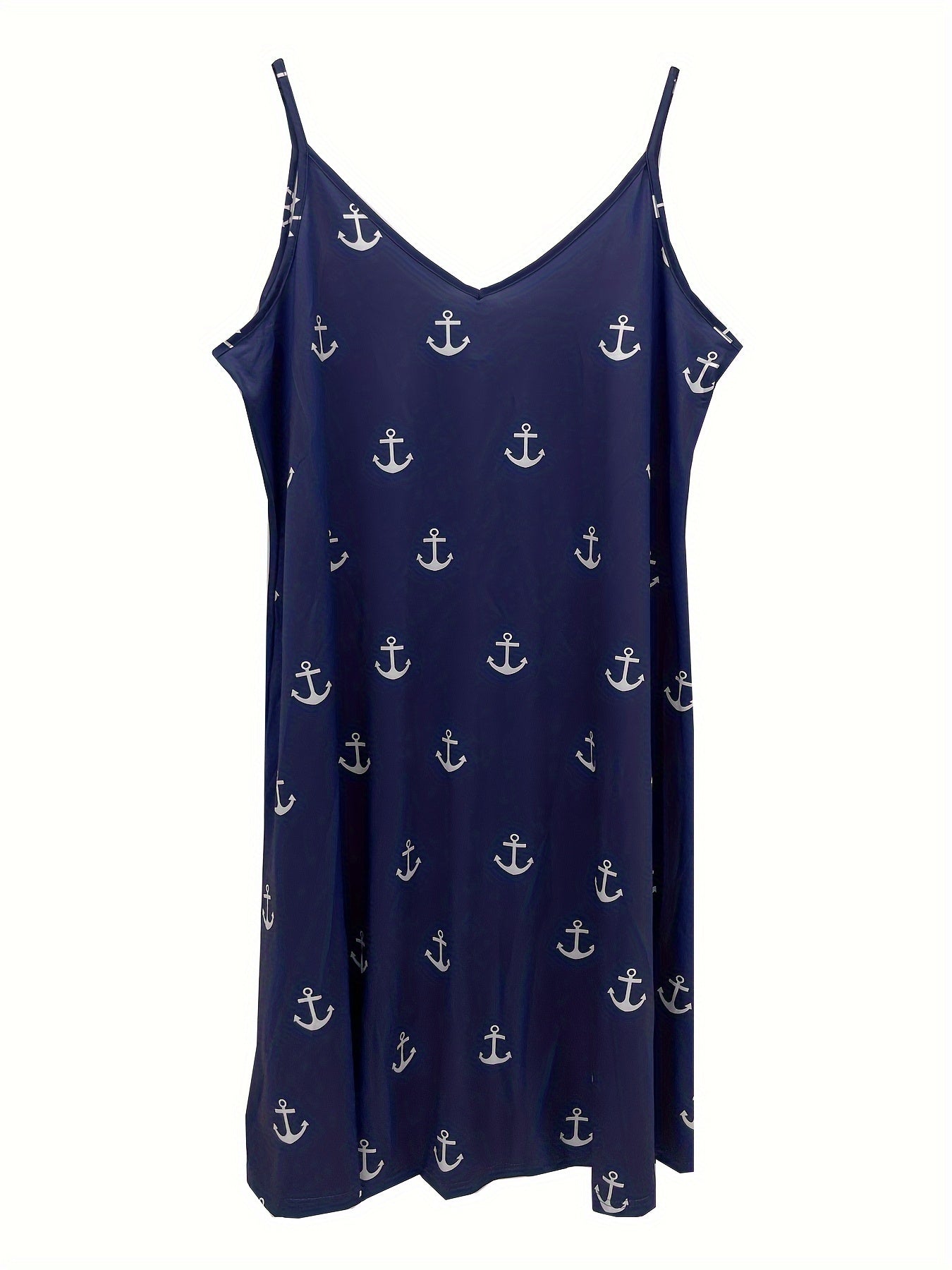  Anchor Print V Neck Stretch Cami Dress