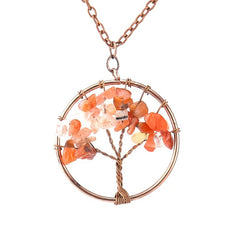 Amethyst Crystal Tree Of Life Necklace Antique Red Copper 3 5MM