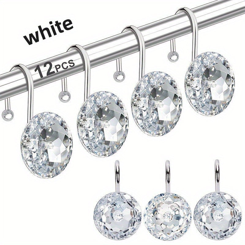Acrylic Shower Curtain Hook with Rhinestone Design