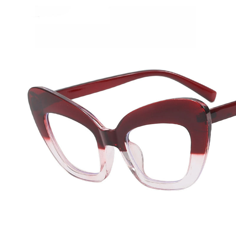 Cat Eye Transparent Glasses Women Gradient Leopard Oversize Frame Optical
