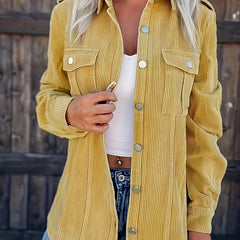  Corduroy Button Up Long Sleeve Shacket