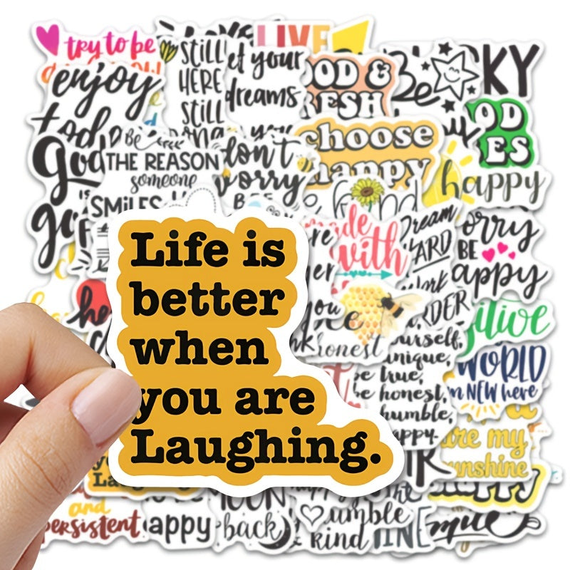 Inspirational English Stickers Classic Text Waterproof Stickers