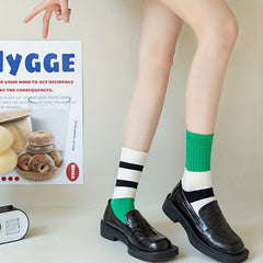 Striped Colorblock Socks Mid Tube Stockings