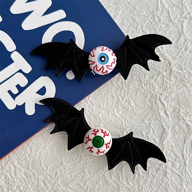 Girl's Green Eyeball Bat Wings Hair Clip Halloween Gothic Hair Accessories