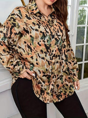  Leopard Print Button Up Blouse