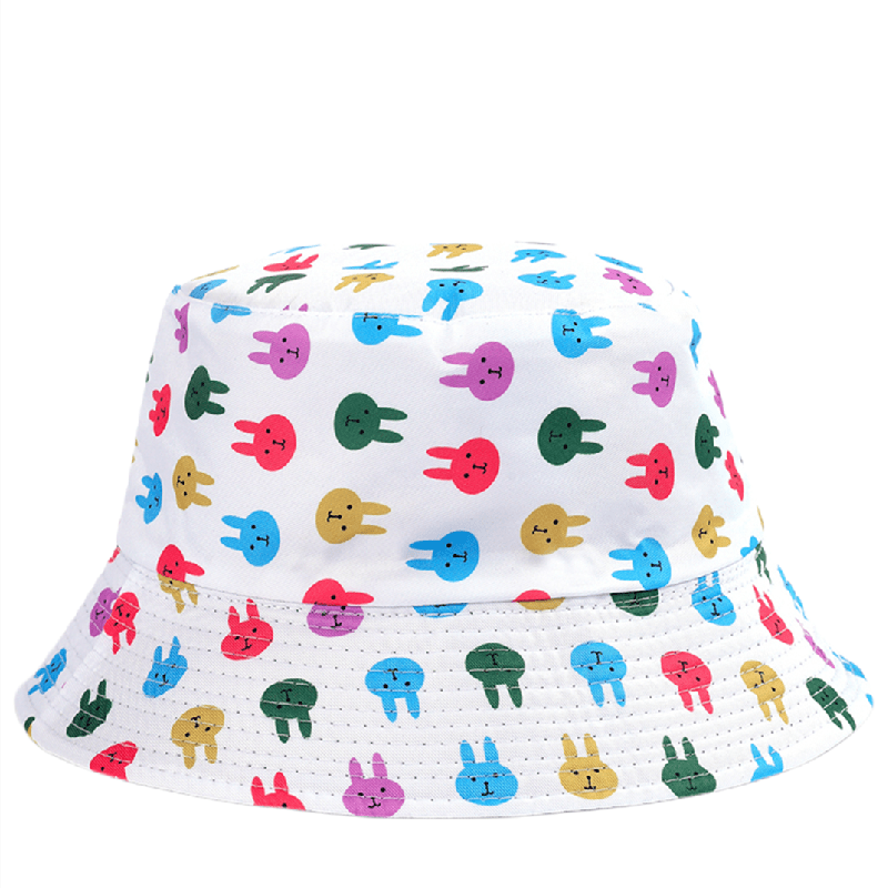 Colorful Rabbit Print Bucket Hat Lightweight Sunshade