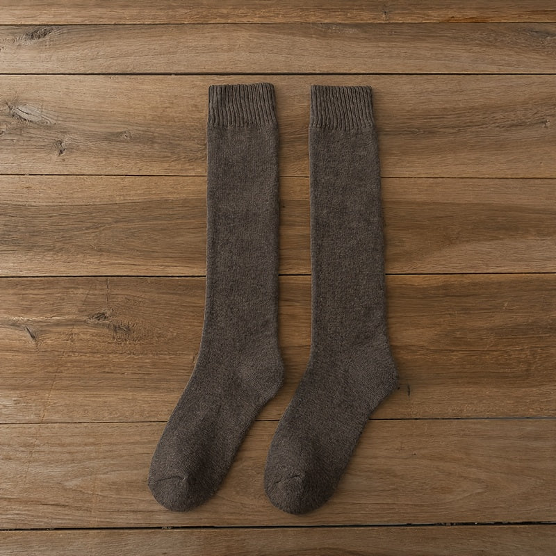 Solid Calf Socks Warm Knee High Stockings Women's Hosiery