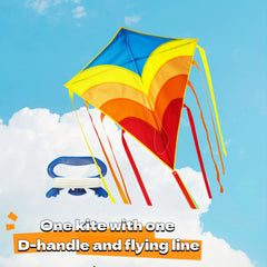 Rainbow Diamond Kite with Long Tails D handle 30m Flying Strings