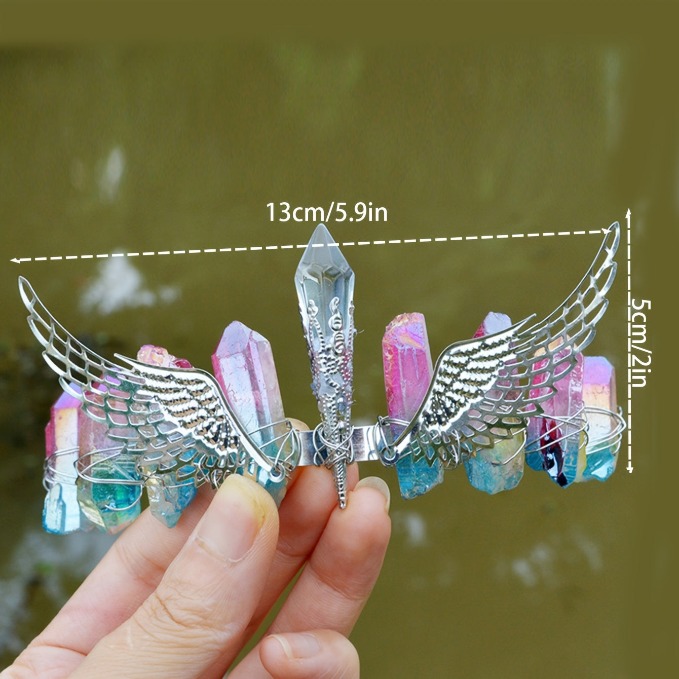 Moon Quartz Headband Purple Crystals Crown Natural Stones Branch Witch Headpiece