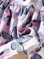 Girls Casual Butterfly Print Long Sleeve Dress