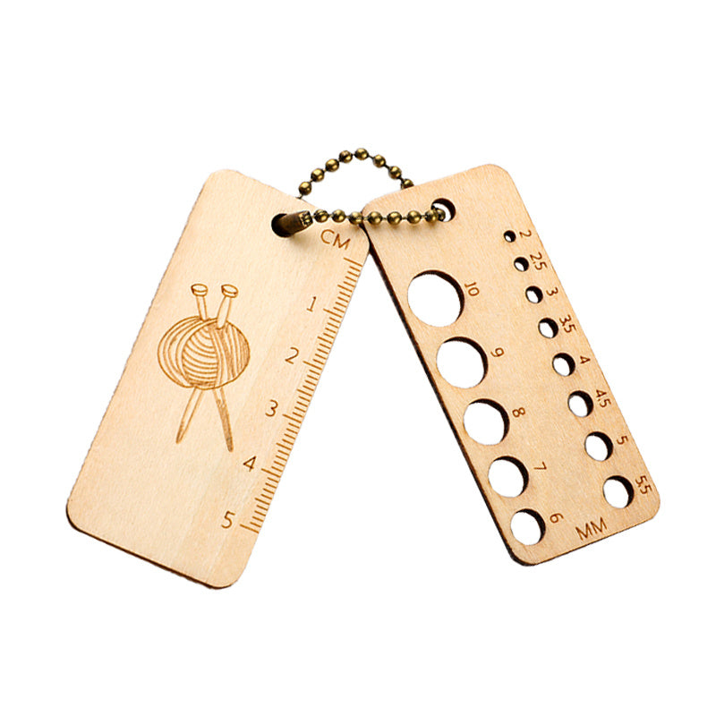 Wood Knitting Needle Gauge & Ruler Tool, 2-10mm