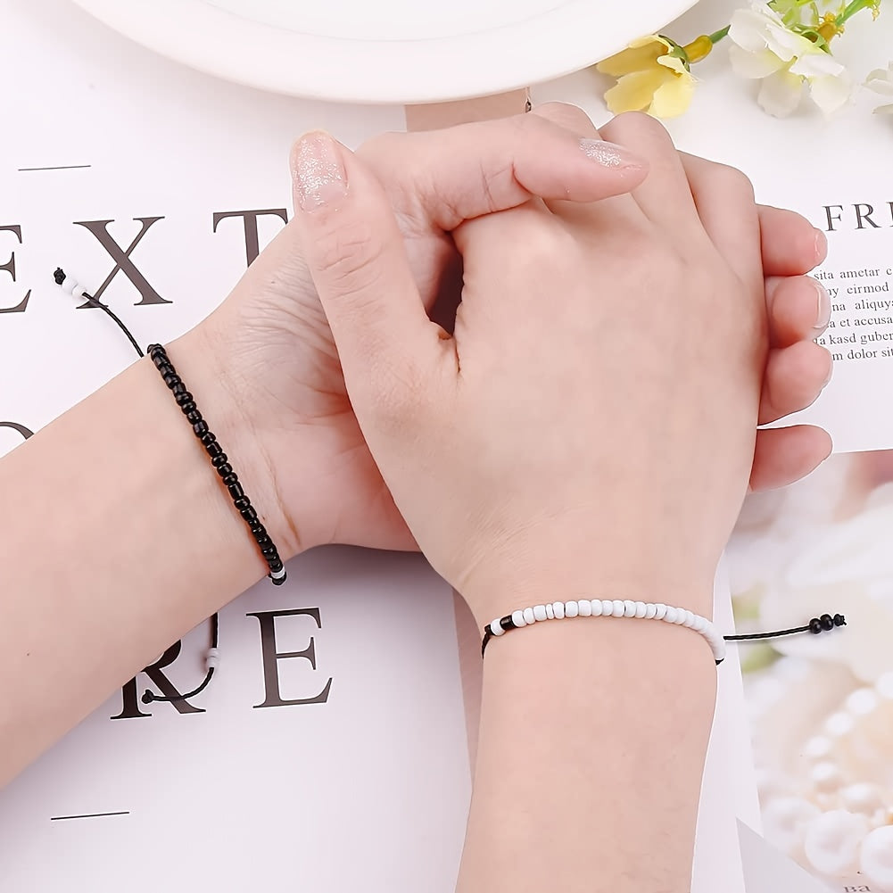 Adjustable Waterproof Cord Couples Bracelets Yin Yang His And Her Lover Bracelet