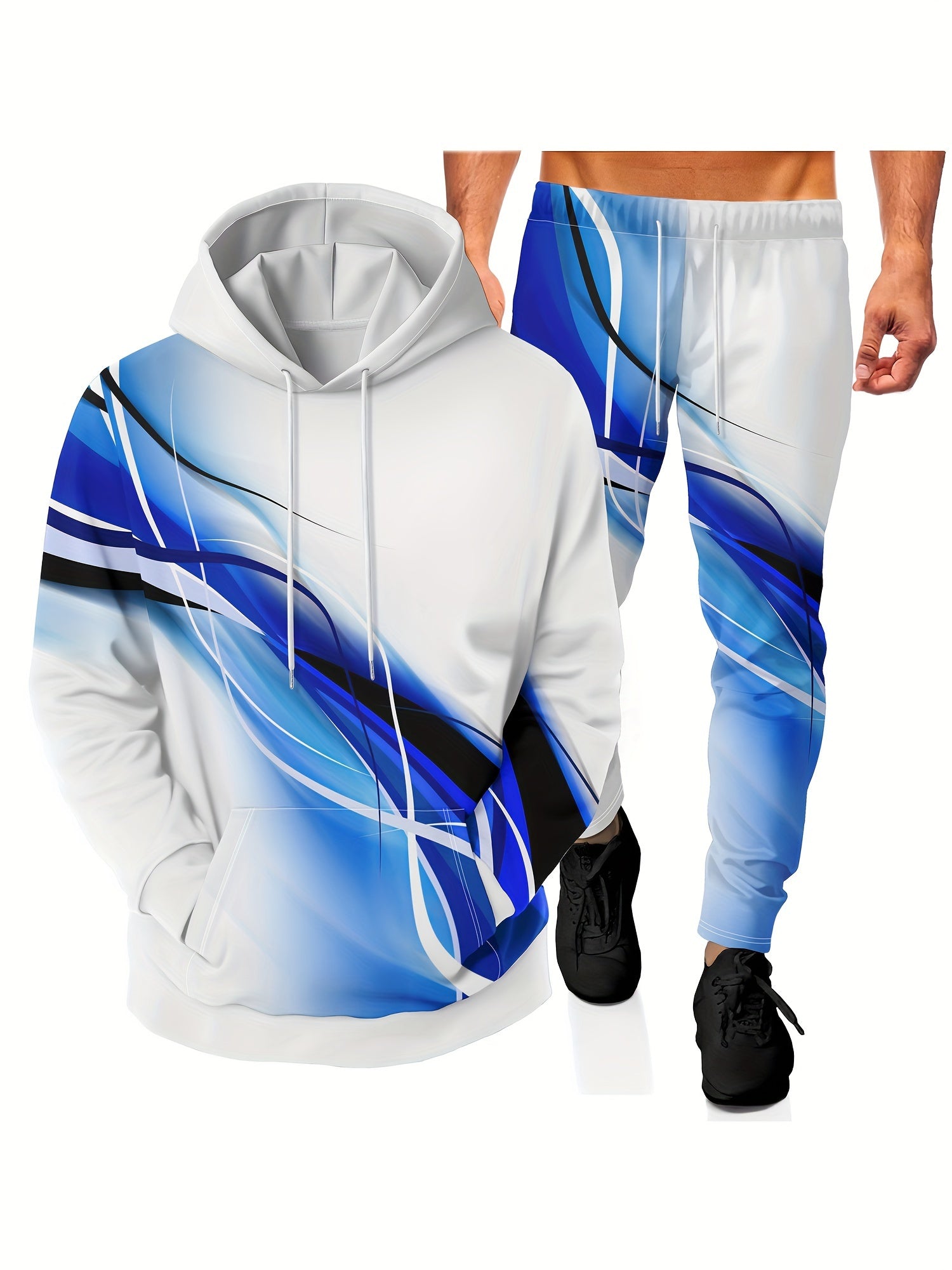 Men's Tie Dye Hoodie & Sweatpants Set for Autumn Winter