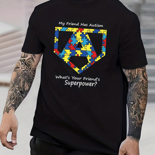 Geometric Pattern Basketball Print Men's Graphic Crew Neck T shirt
