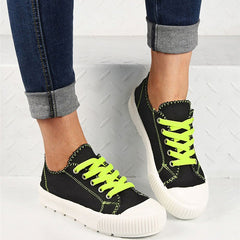 Women's Canvas Lace Up Sneakers Low Top Shoes