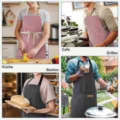 Polyester Striped Unisex Adjustable Cooking Apron