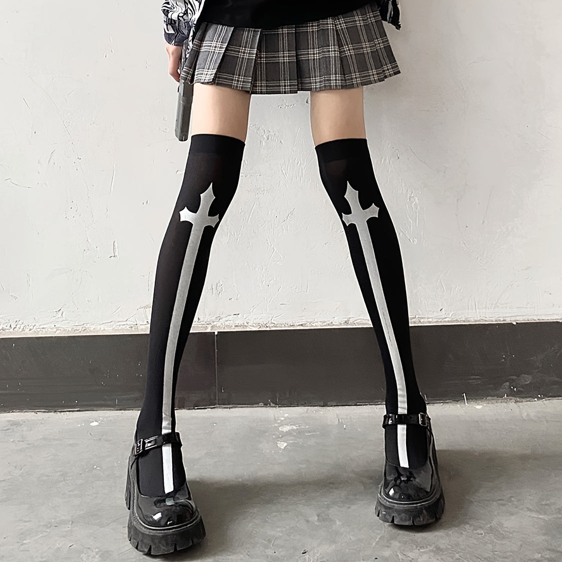 Halloween Party Stockings Spider Web Bat Skull Over The Knee Socks