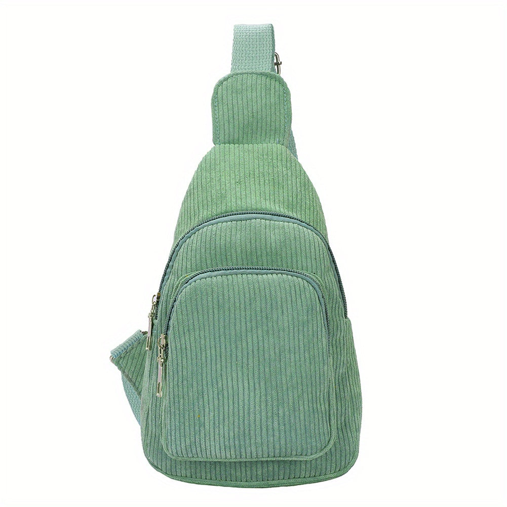 Solid Corduroy Chest Bag Casual Crossbody Bag Small Sling Bag