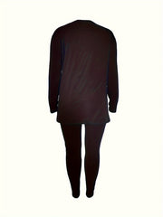 Women's Plus Bear & Letter Print Tunic Top & Leggings Set
