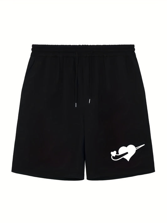 Men's Love Graphic Drawstring Shorts for Workout Fitness