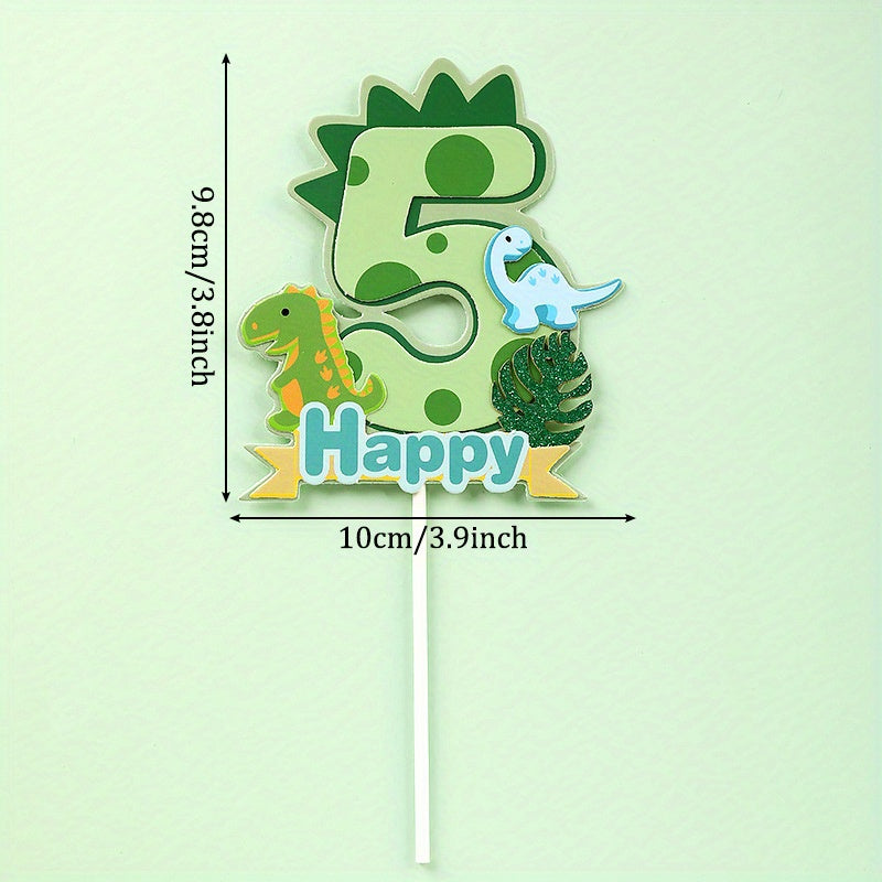 Green Dinosaur Cake Topper for Kids' Birthdays