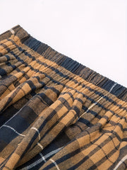  Grunge Skirt Women's Plus Plaid Print Button Elastic Ruffle Skirt