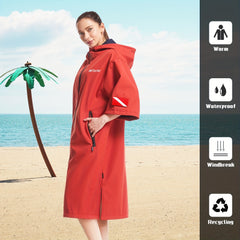 Turbo Waterproof Fleece Surf Poncho Hooded Robe Coat