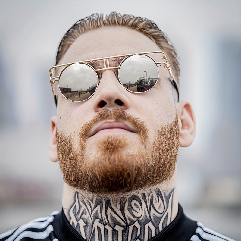 Men's Vintage Steampunk Round Frame Sunglasses