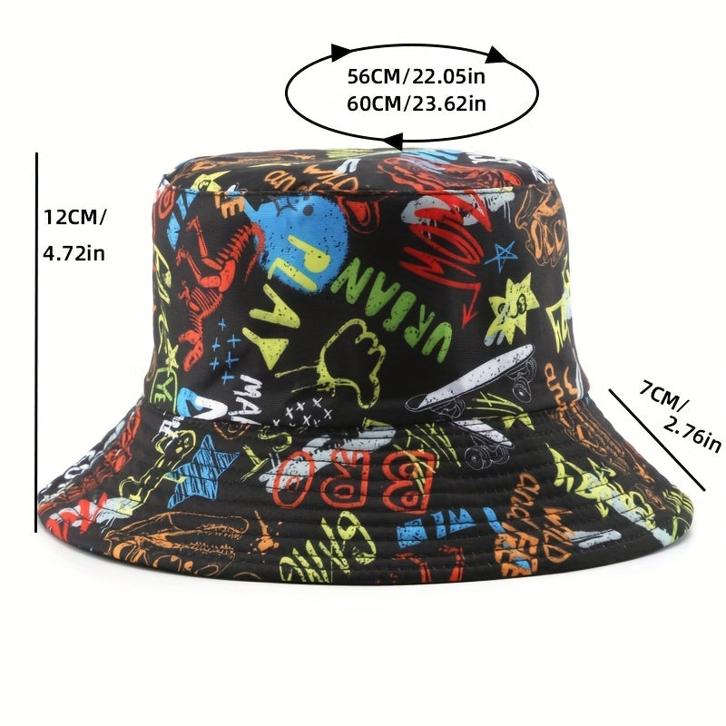 Fisherman Hat Men's Double sided Printed Basin Hat Outdoor Sun Hat