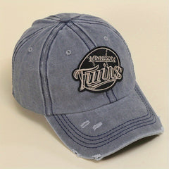 Vintage Ripped Embroidery Baseball Cap Cotton Label Patch Sports Hat