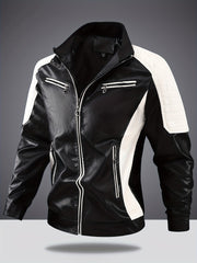 Men's Vintage Leather Jackets Fleece Outwear Casual Motorcycle