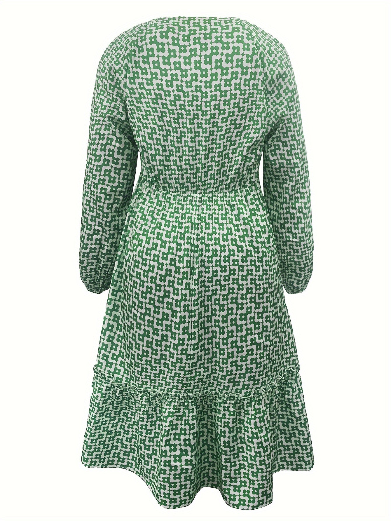  Floral Print Long Sleeve Smock Dress