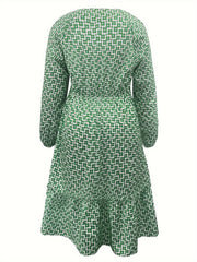  Floral Print Long Sleeve Smock Dress