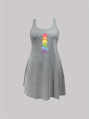  Cat Print Tank Sleep Dress