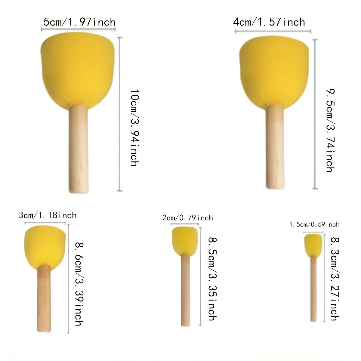 5 Wood Handle Mushroom Sponge Brushes for Halloween Christmas