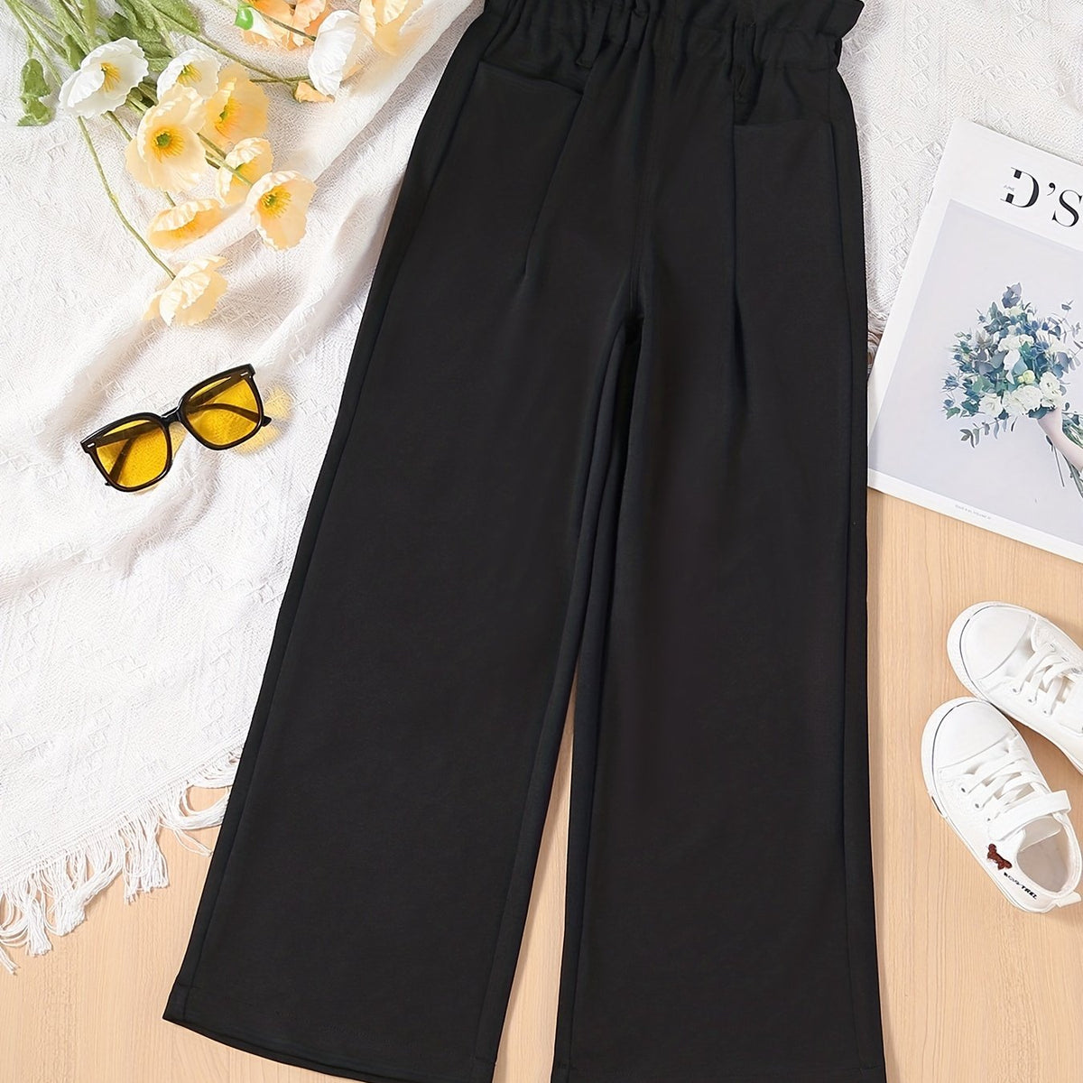 Girls High Waist Wide Leg Pants Kids Spring Summer Clothes