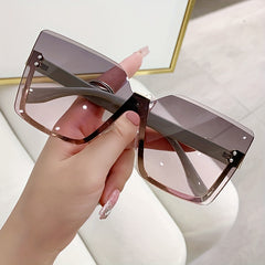 Square Rimless Sunglasses UV400 Sun Shades for Vacation