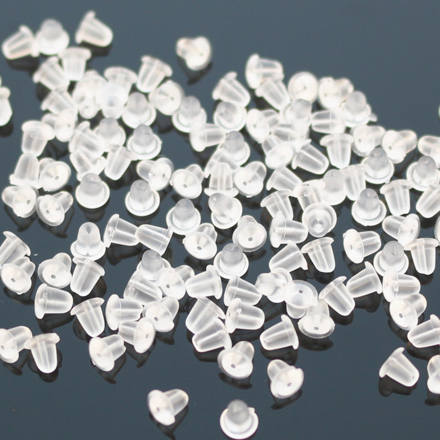 100pcs Invisible Plastic Earring Posts Clear Ear Hole Retainer