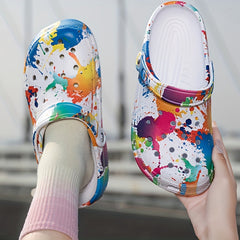 Women's Graffiti Clogs Closed Toe Slip On Slide Shoes