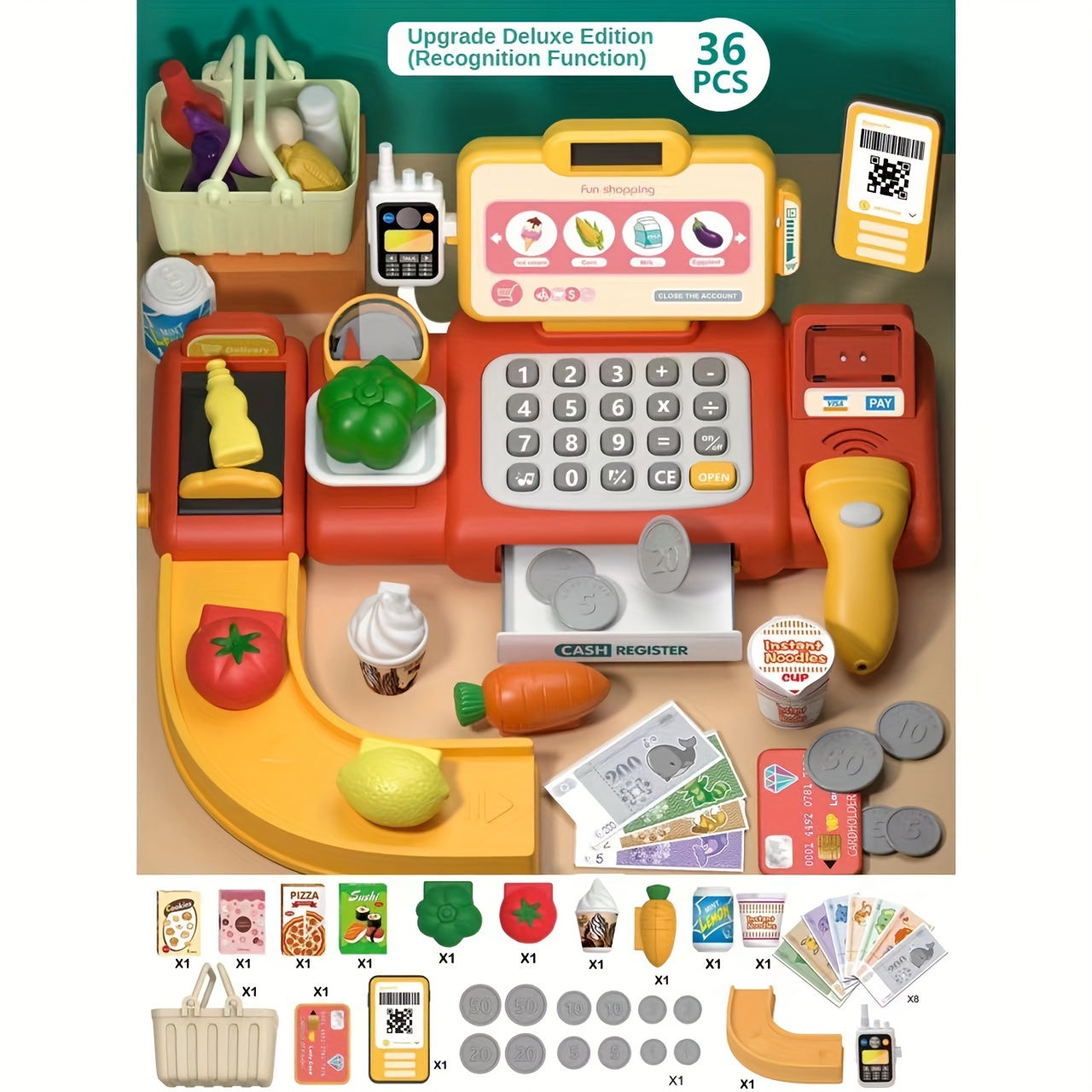 Interactive Youngsters' Play Cash Register, Durable ABS Material