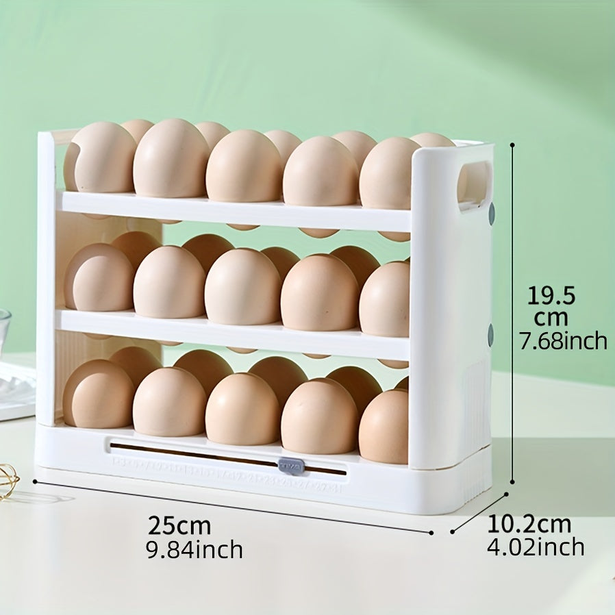 3 Layer Flippable Egg Holder 30 Count Egg Storage Container for Refrigerator