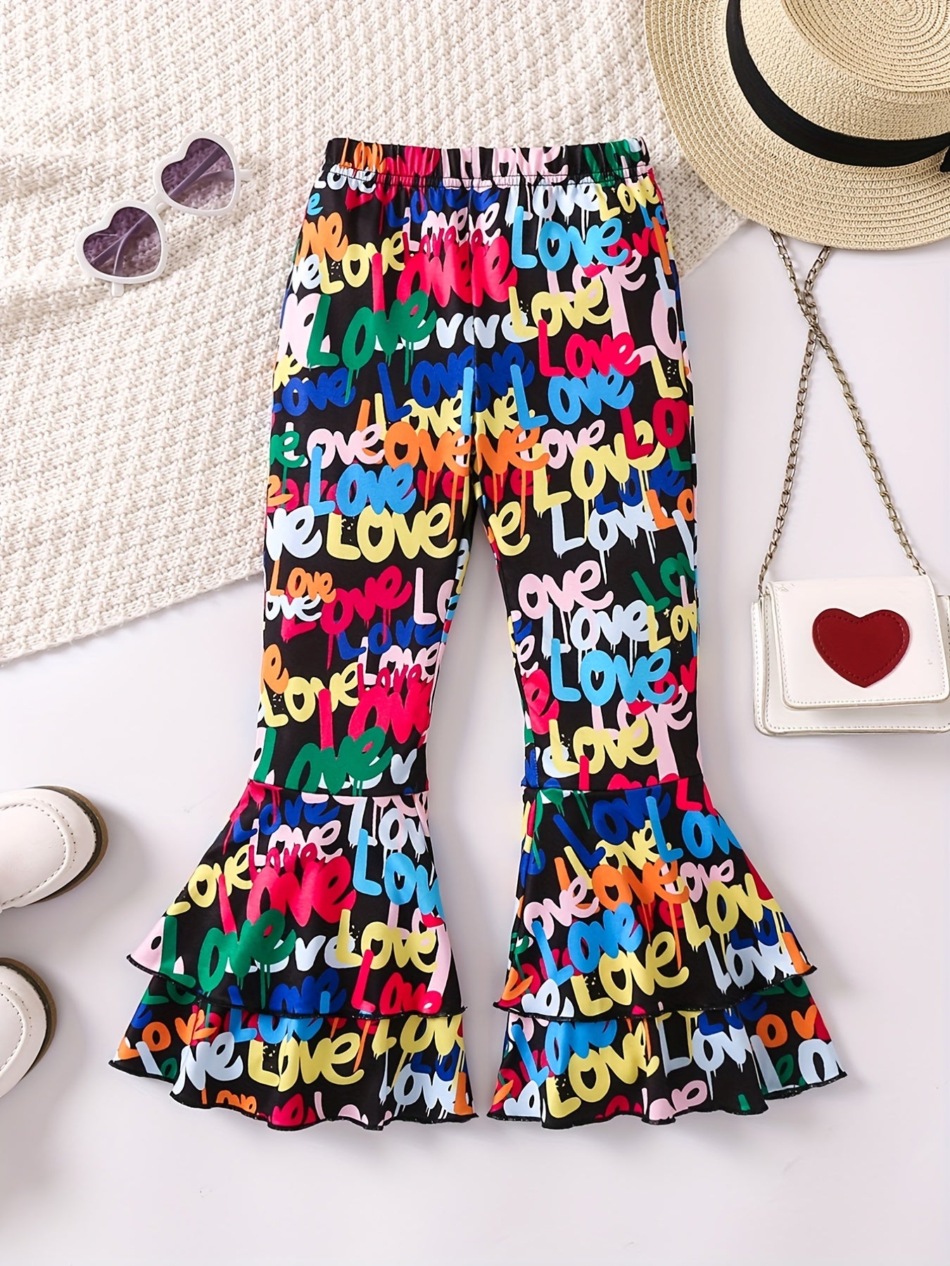 Girls Colorful Leggings Flared Pants Trousers