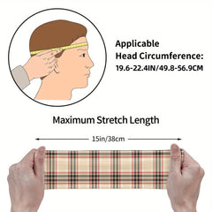 Vintage Plaid Headband Beige Red Pattern