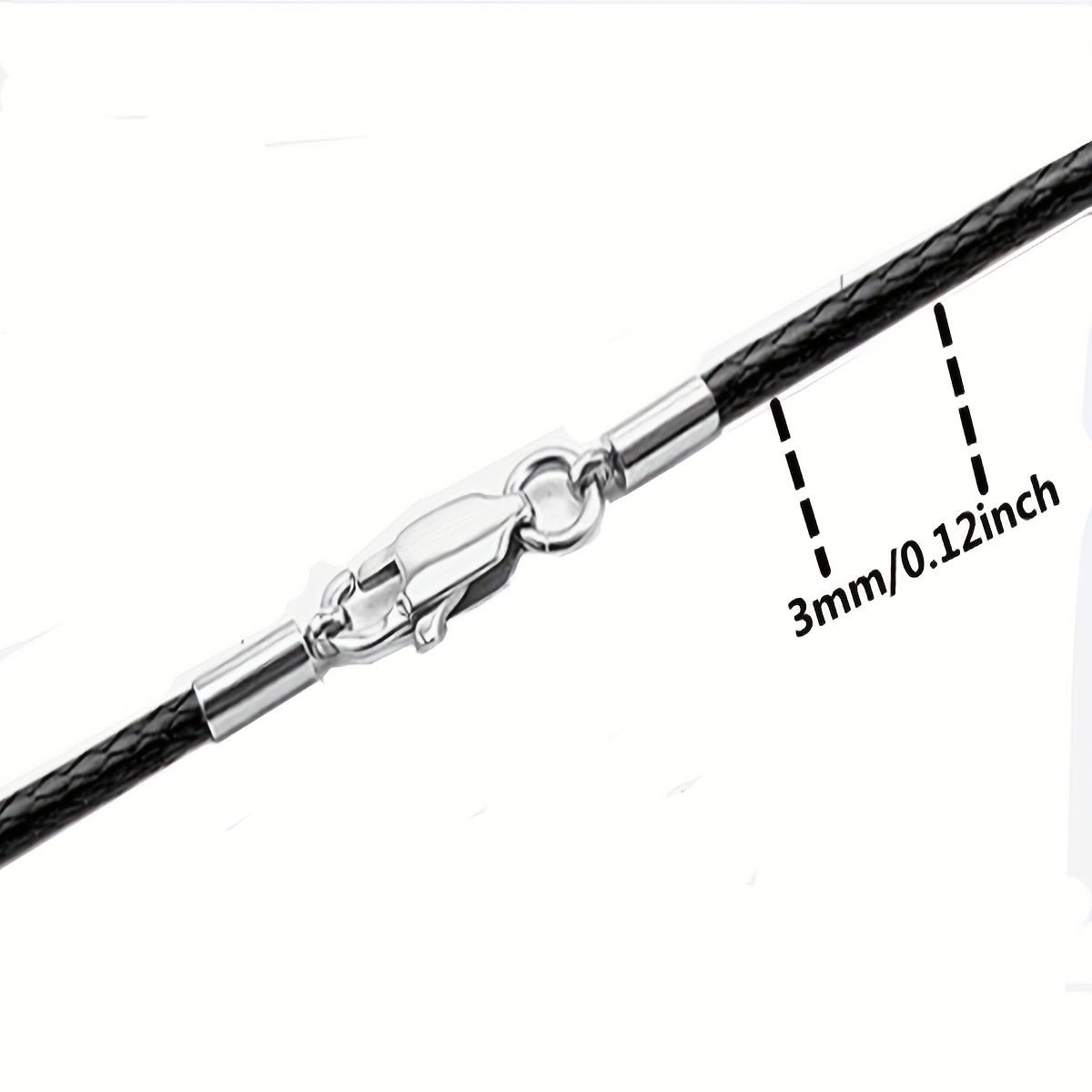 Men 3mm Wax Cord Choker Necklace Stainless Steel Clasp 16